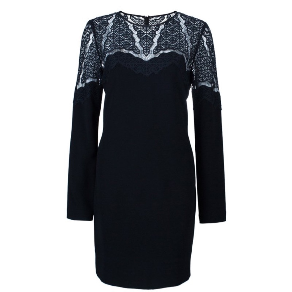 DVF Black Lace Dahlia Long Sleeve Mini Dress